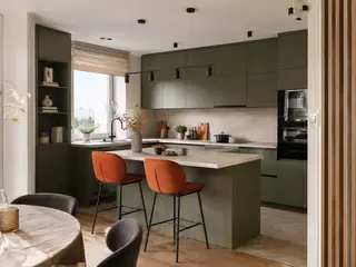 Olivovozelená moderná kuchyňa
